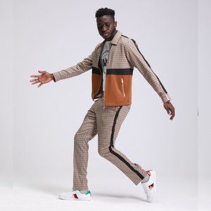 Closeout! Mens Houndstooth Tracksuit 2pc, Brown
